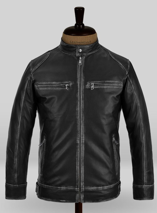 Rubbed Black Leather Jacket # 654 Rubbed Black Leather Jacket # 654