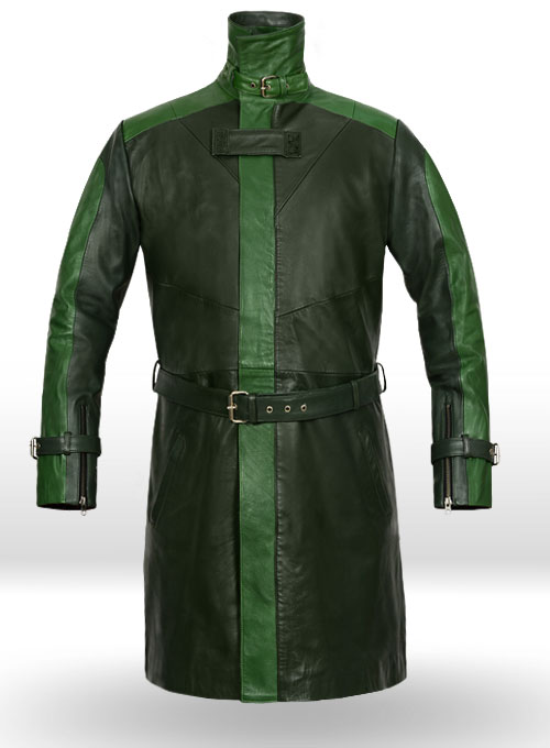 Vintage Green Aiden Pearce Watch Dog Leather Trench Coat Vintage Green Aiden Pearce Watch Dog Leather Trench Coat